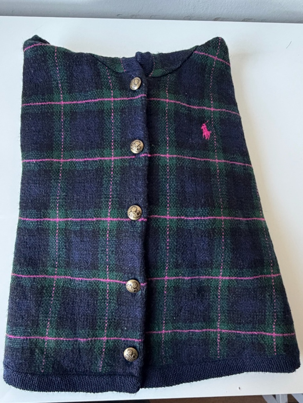 Ralph Lauren Girls Plaid Hooded Cape Poncho | 9-12 months